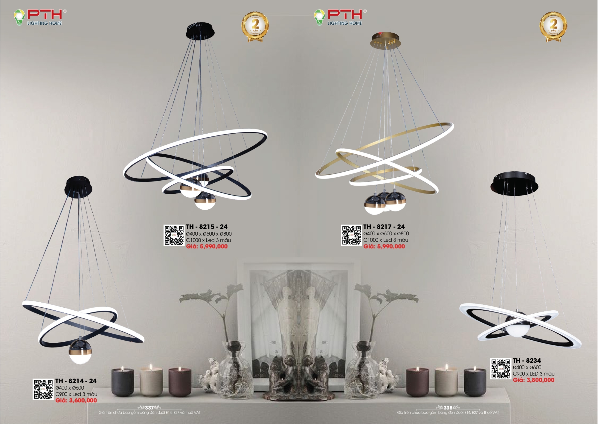 Bảng giá đèn trang trí PTH Lighting Home 2026